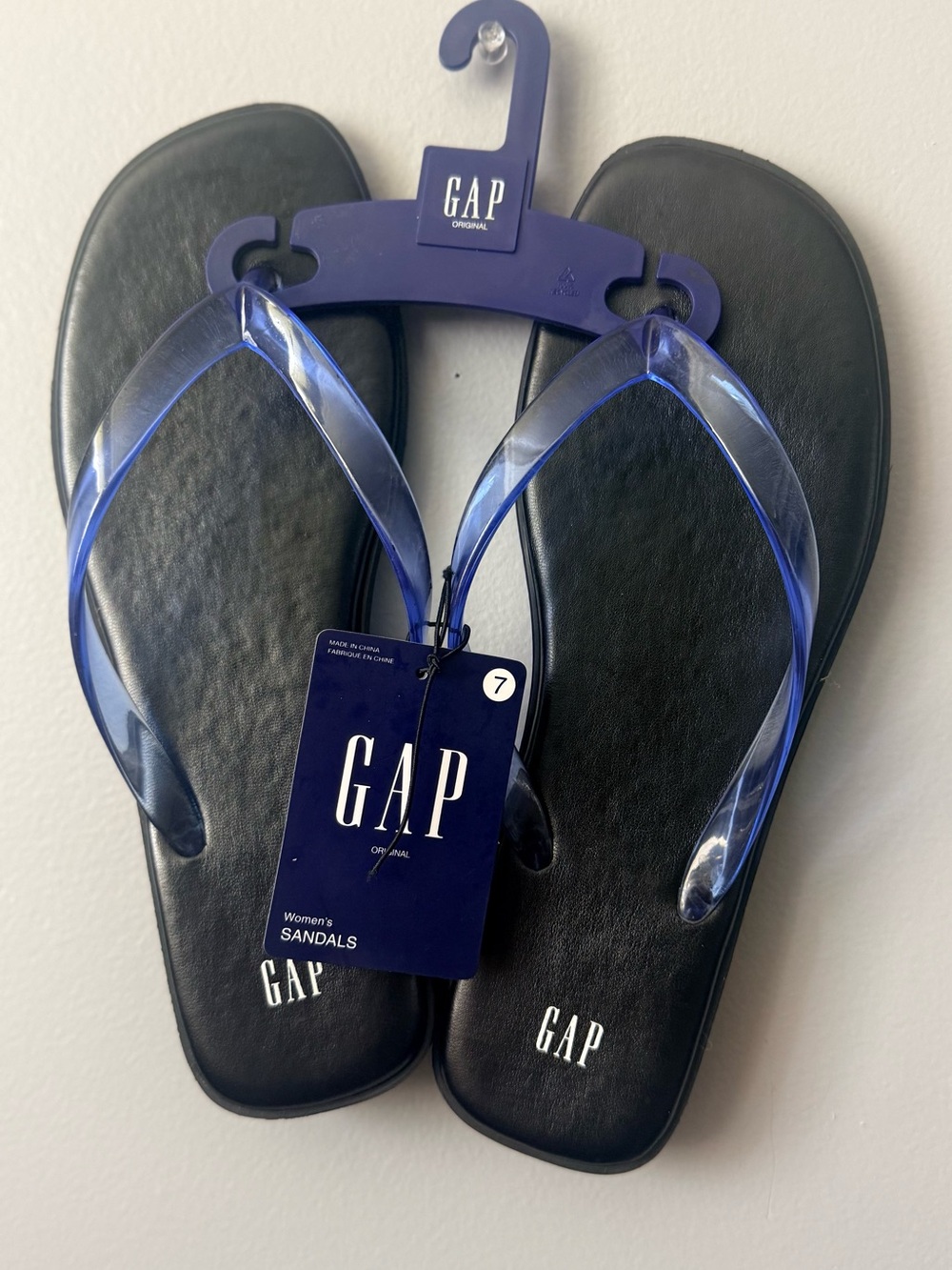 GAP Black Sandals with Translucent Blue Straps